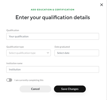 Add your education and qualifications to profile