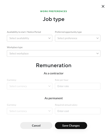 Select your work preferences